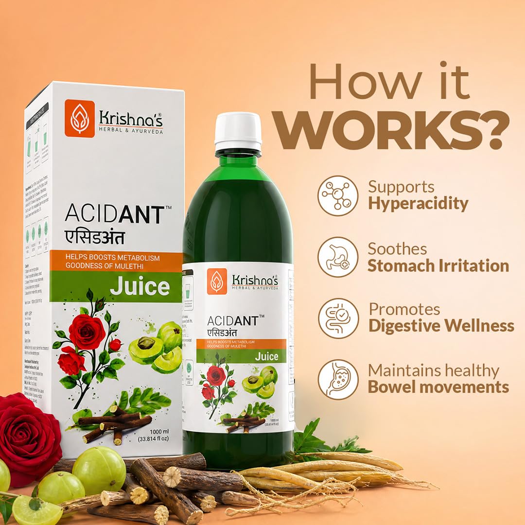Krishna's Acidant Juice - Helps Boost Metabolism, Goodness of Mulethi, No Added Artificial Flavours & Colors - 1000 ml (Pack of 1)