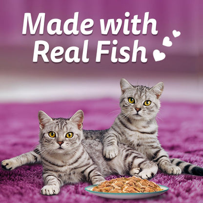 Whiskas Tasty Mix Adult (1+ Year) Wet Cat Food, Chicken with Salmon Wakame Seaweed in Gravy, 70 g, Cat Food Made with Real Fish, Complete & Balanced Nutrition for Adult Cats