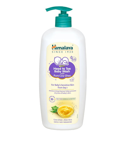 Himalaya Head To Toe Baby Wash With Pure Cow Ghee 700Ml|Ph5.5|Aloe Vera|Soap Free |Safe For Newborn|For Baby's Sensitive Skin From Day 1|No Parabens|No Phthalates|No Sulphates|Dermatologically Tested
