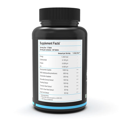 NutritJet Joint Support Supplement with Glucosamine, Chondroitin, MSM for Cartilage & Joint and Bone - 60 Tablets