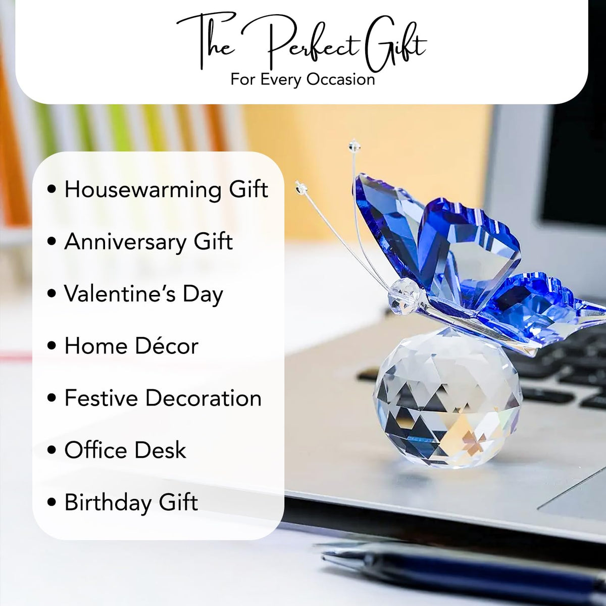Nostrae Crystal Butterfly Show Pieces for Home Decor Living Room Decorative Items | Glass Showpieces Gift Items for Decoration | Center Table Tv Showcase Office Desk Interior Figurines