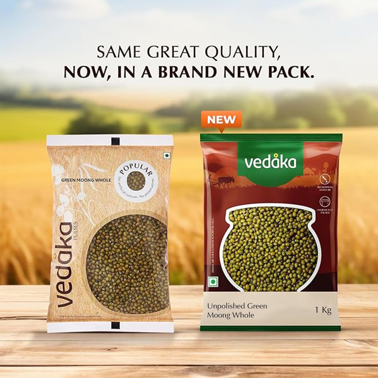 Vedaka Unpolished Green Moong Dal | Whole | 1 Kg | Popular Green Moong Dal | Naturally Rich in Protein | Naturally Cholesterol Free