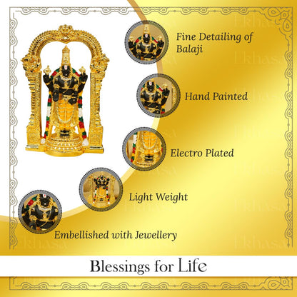 Tirupati Balaji Idol (Size: 12.5 cm) | Lord Venkateswara Idol for Car Dashboard, Pooja Room, Home Decor & Office Desk | Venkateshwara Swamy Murti | Perumal Statue | God Idols for Gifting