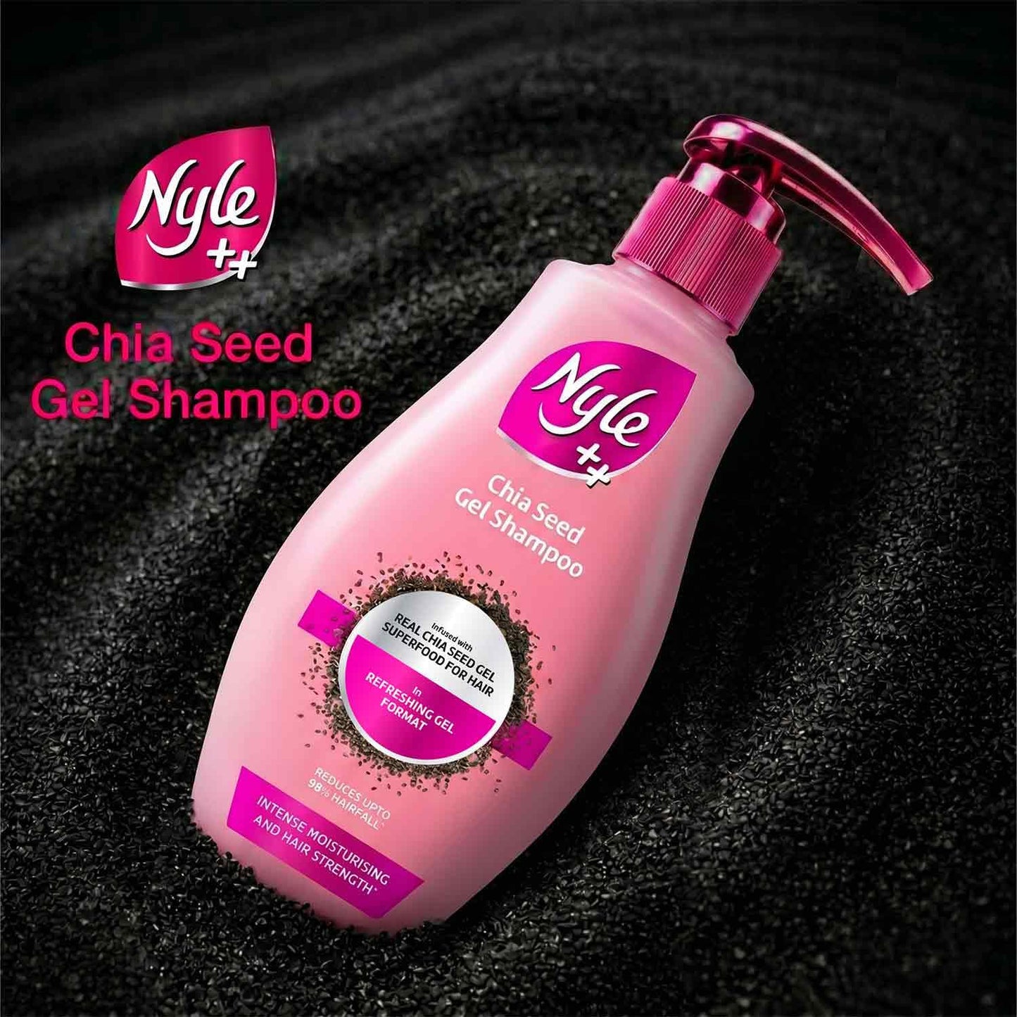 Nyle ++ Chia Seed Gel Shampoo | Infused with Real Chia Seed Gel | Refreshing Gel Format | Reduces up to 98% Hairfall | Intense Moisturising & Hair Strength | 650ml