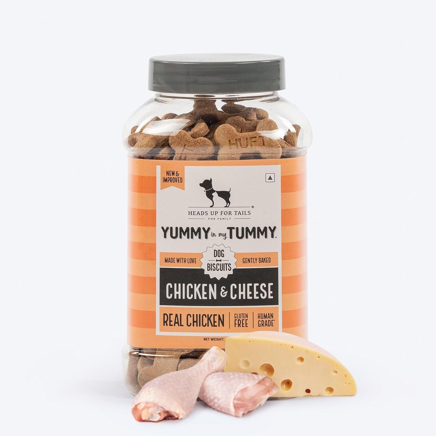 Yummy in My Tummy by HUFT Chicken & Cheese Dog Biscuits – 800 gm | Crunchy & Healthy Treats for Puppies & Adult Dogs | High-Protein Snack | Ideal Training Treat for All Life Stages Dogs