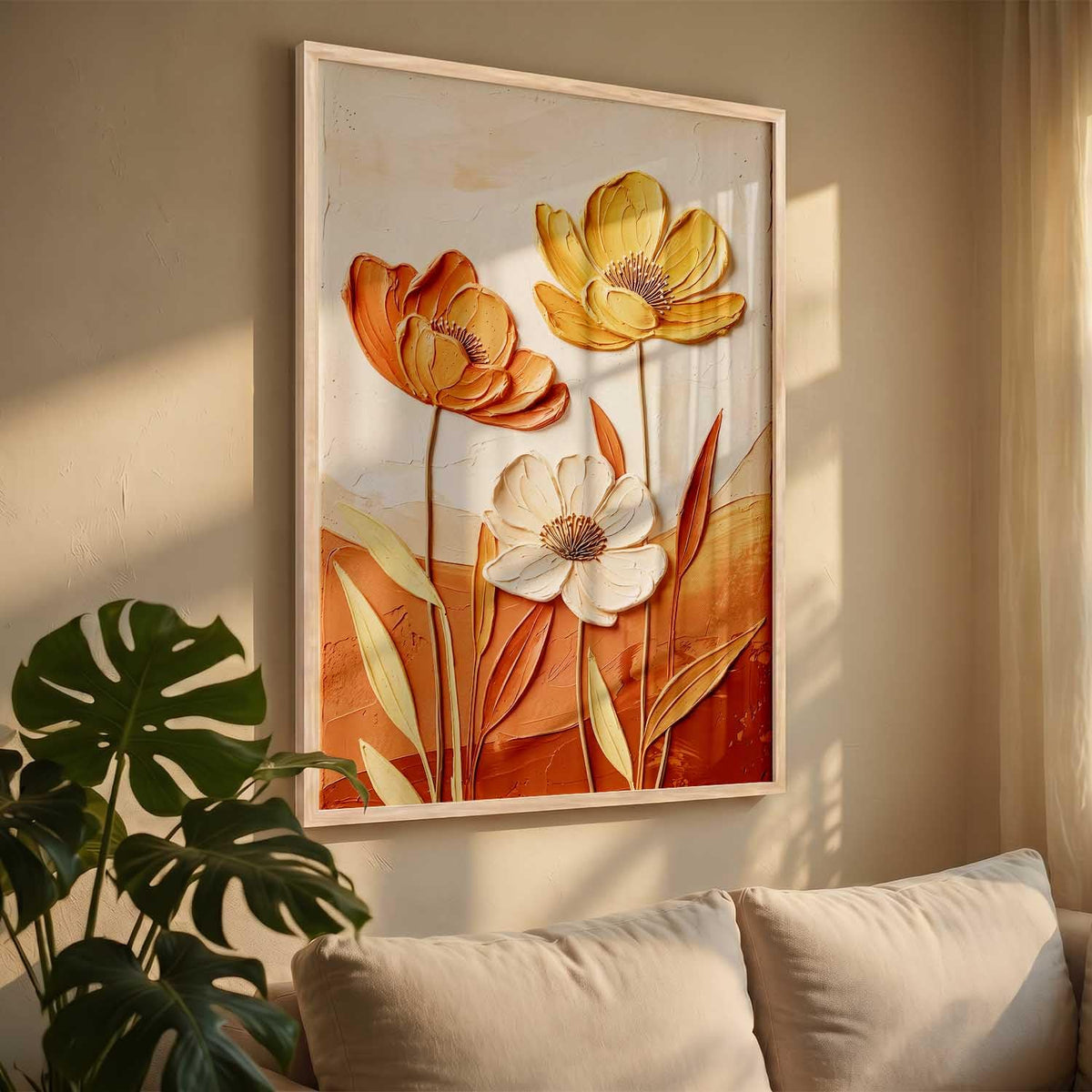 Aesthetic flower Art Home Decoration Painting | Floral Paintings With Frame For Living Room Bed Room Hotel Wall Decor Digital Reprint (13x17 inch)
