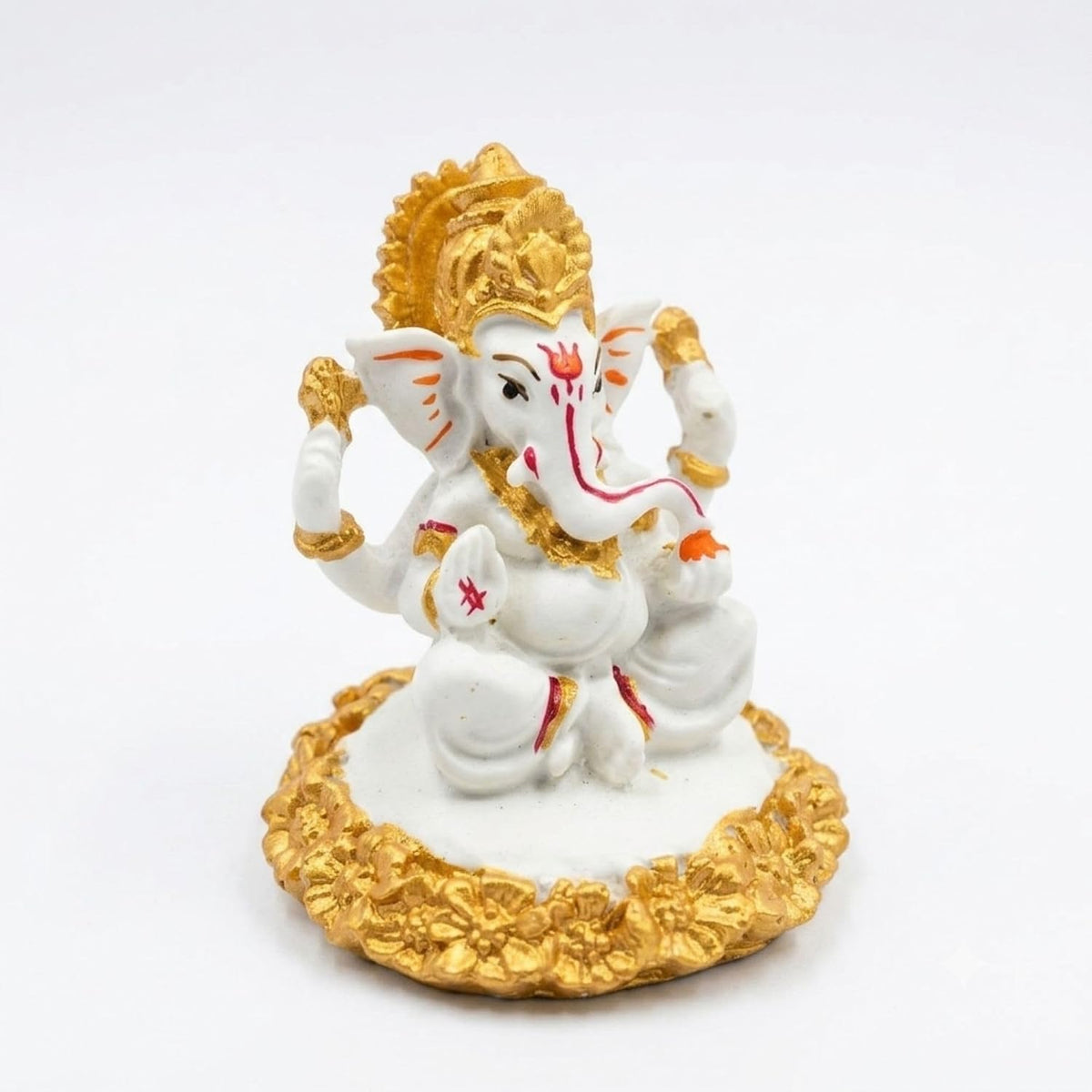 Gold Art India Ganesha Idol,Ganesh Statue for Home Decor,Ganesha murti for Office Desk, & Ganpati Idol for Car Dashboard,Unique Wedding & Birthday Gift