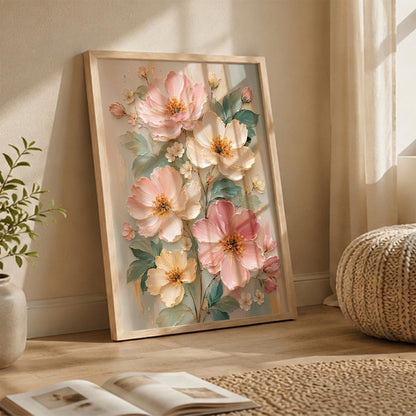 Floral Wall Art Home Decoration | Aesthetic Floral Paintings With Frame For Living Room Bed Room Hotel Wall Decor Digital Reprint Set of 1 (14X20)