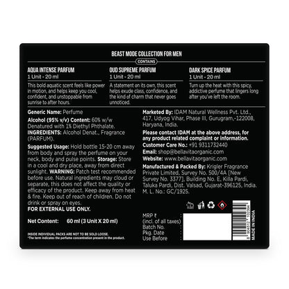 Perfume label with product details on a white background