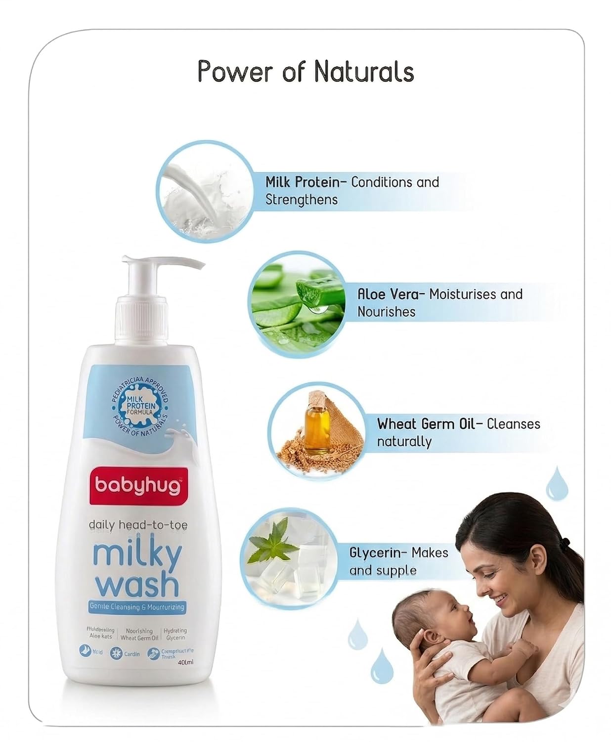 BABYHUG Daily Head-To-Toe Milky Body Wash - Enriched With Natural Oil, Aloe Vera Extract 400ML(Pack Of 1)