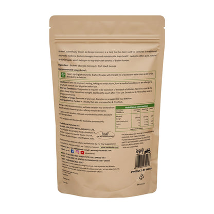 Neuherbs Brahmi Powder - 100g For Men & Women | Ayurvedic Care To Manage Stress & Boost Brain Health | Rich in Antioxident | 100% Pure & Natural | No Added Preservatives