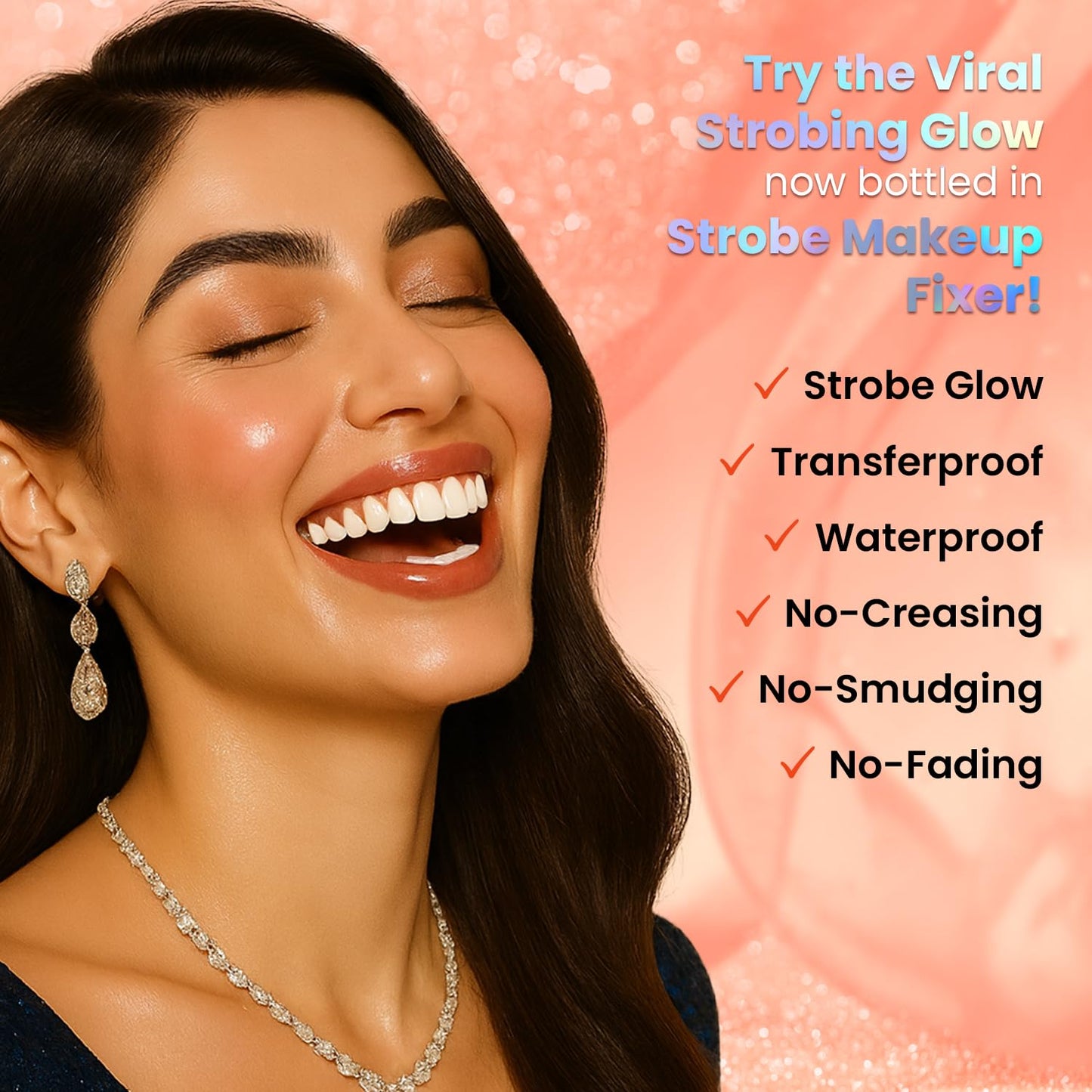 FACES CANADA Ultime Pro Strobe Makeup Fixer Mini - Rose Gold, 50 ml | 12HR Long Lasting Makeup Setting Spray | Dewy Shimmery Glow Finish | Hydrating, Non-Sticky | Waterproof, Transferproof & Alcohol-Free