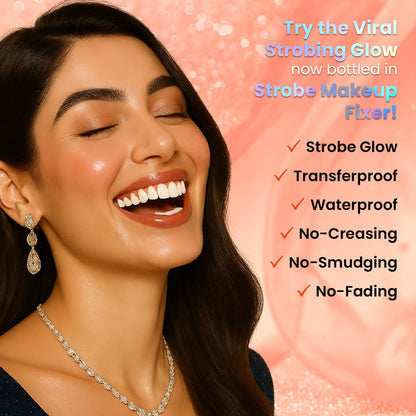 FACES CANADA Ultime Pro Strobe Makeup Fixer Mini - Rose Gold, 50 ml | 12HR Long Lasting Makeup Setting Spray | Dewy Shimmery Glow Finish | Hydrating, Non-Sticky | Waterproof, Transferproof & Alcohol-Free