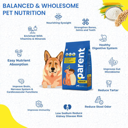 Parent Dry Dog Food for Senior 7+ Years Dogs Pet Food | Complete Nutrition for Aging Dogs Supports Joint Health, Immunity & Digestion | All Breeds & Sizes (1.2kg)