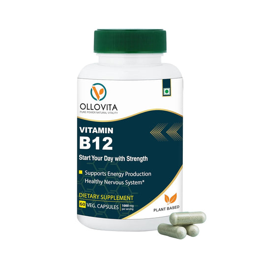 Vitamin B12 Supplement – 1000mcg Plant-Based Veg Capsules for Energy, Metabolism & Nerve Support | Boosts Vitality & Wellness | Supports Red Blood Cells | 60 Capsules