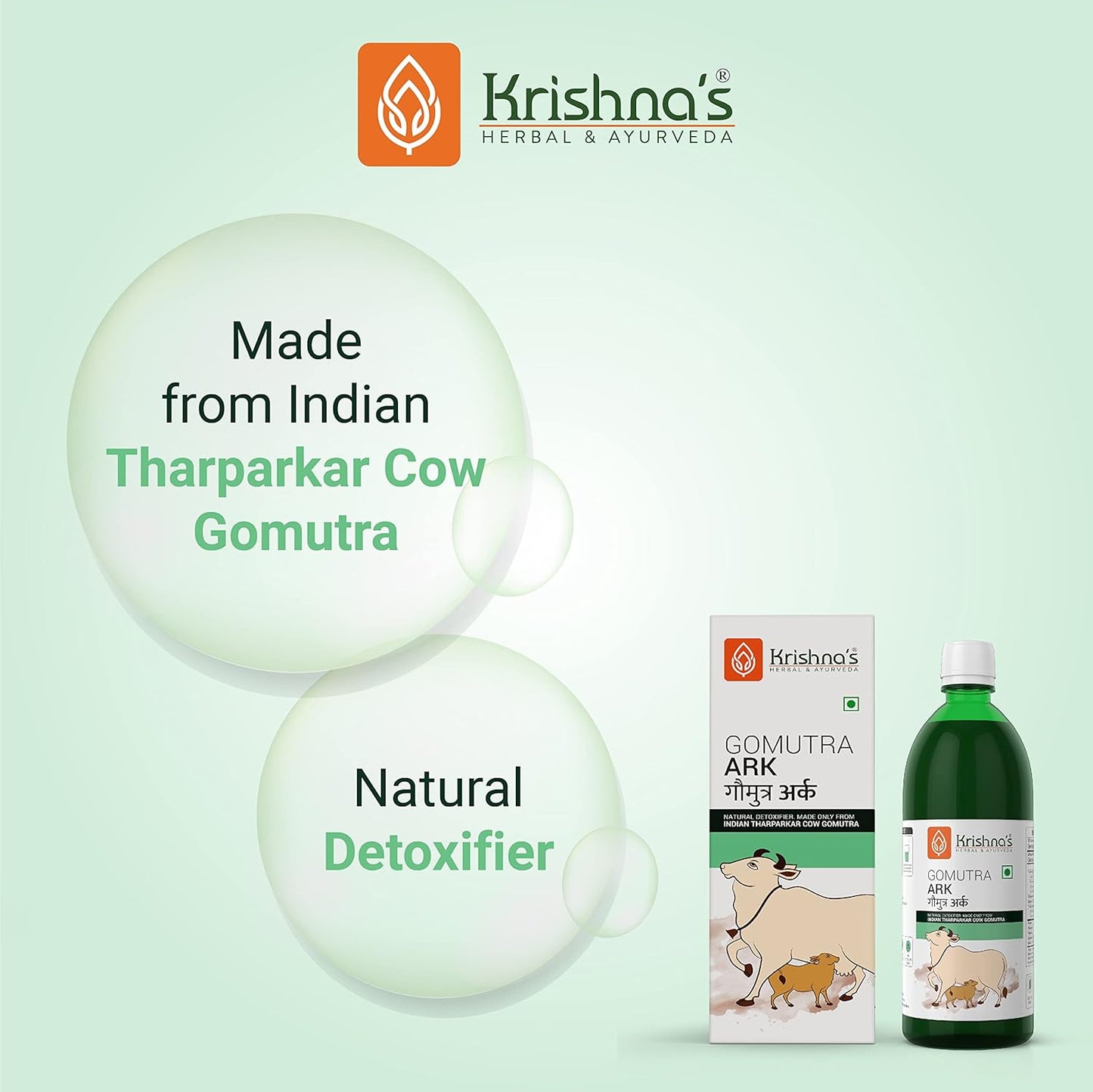 KRISHNA'S HERBAL & AYURVEDA Desi Cow Gomutra Ark 1000 Ml Liquid| Natural Detoxifier | 100% Pure & Natural Go Ark | Indian Tharparakar Gomutra | Sugar Free With No Added Color Or Flavour - (Pack Of 1)