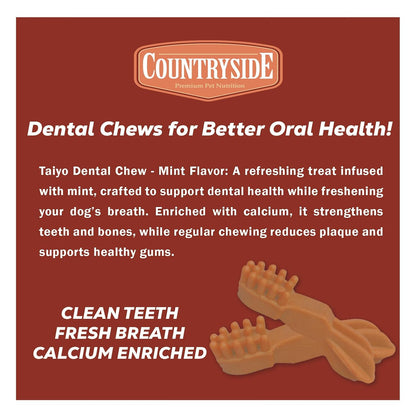 COUNTRYSIDE Dog Dental Chews Treats 250g – Chicken Flavor | Brush-Shaped Chews for Dogs, Oral & Gum Care for Dogs | Fights Plaque & Tartar | Freshens Breath | Calcium Enriched & Gluten Free