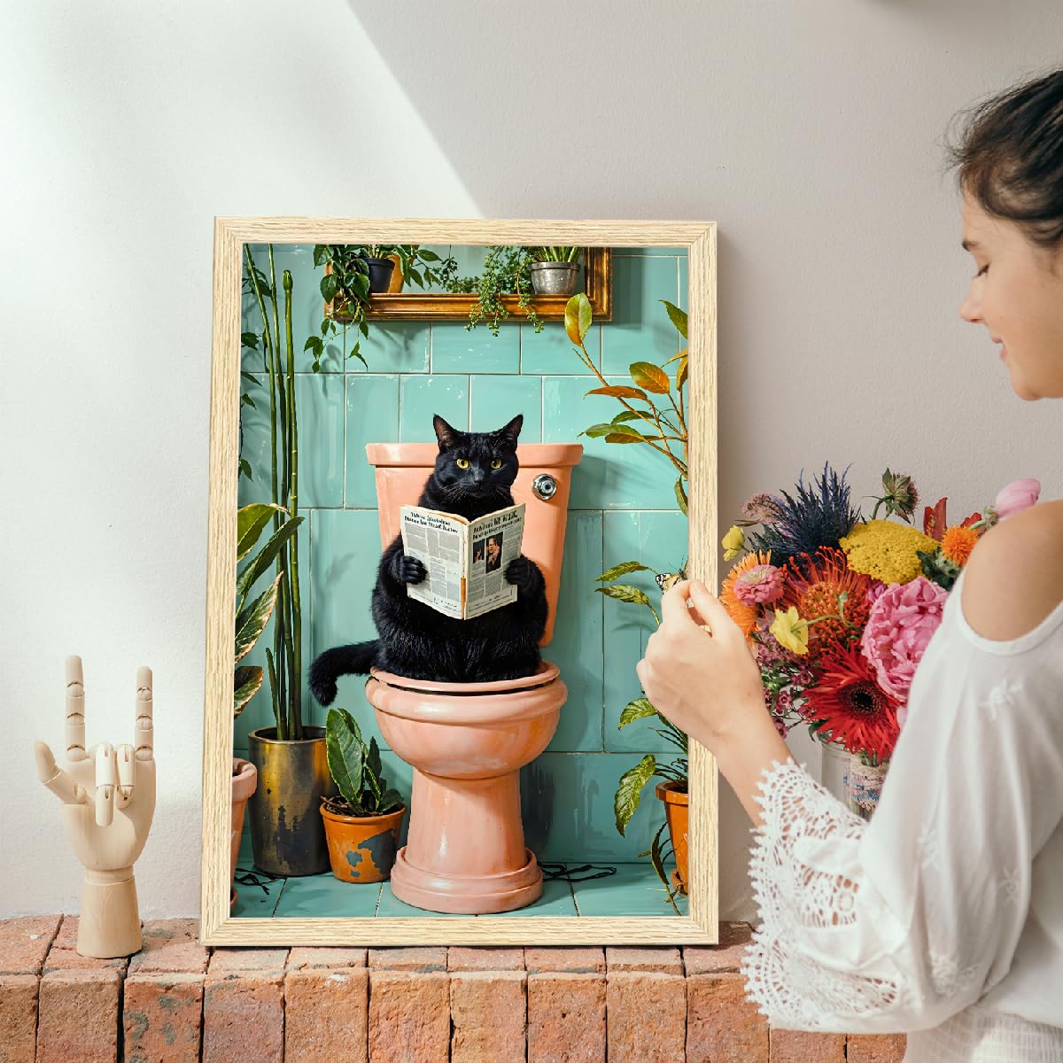 Cat Wall Art for Washroom & Bathroom Paintings | Washroom Photos Frame