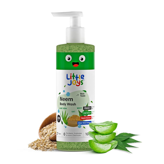 Little Joys Anti-Bacterial Neem Body Wash for Kids (2+ Years) 250ml | With Vit E, Oats & Aloe Vera Extract | Gently Exfoliates, Protects & Deep Cleanses Skin