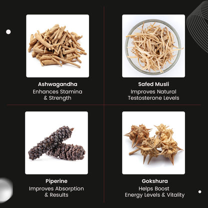 Neuherbs Ayurvedic T7 Test On For Men, With Shilajit, Ashwagandha, Gokshura, Kali Mirch, Safed Musli, Kapikachhu seed for Muscle Growth, Strength & Stamina | 60 Capsules