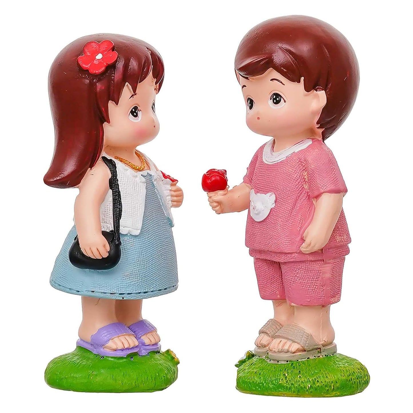 eCraftIndia Boy Giving Rose to Girl Cute Couple Showpiece | Valentine Gift for Girlfriend Boyfriend Husband Wife Special Love Her Him | Valentine Day Decoration Items