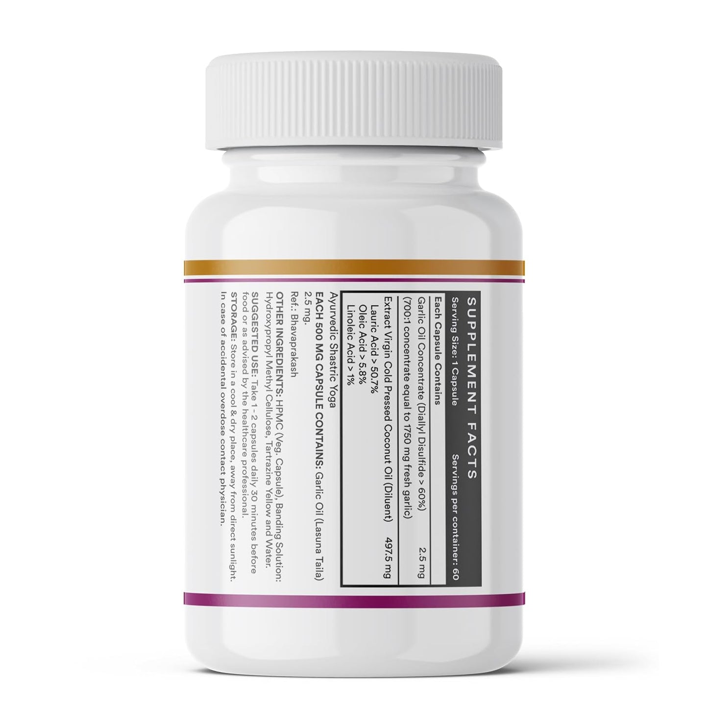INLIFE Natural Garlic Oil with Coconut Oil Filled Capsules | Extra Virgin Cold Pressed Oil | Helps Support Heart Health, Immunity & Digestion | 60 Vegetarian Capsules