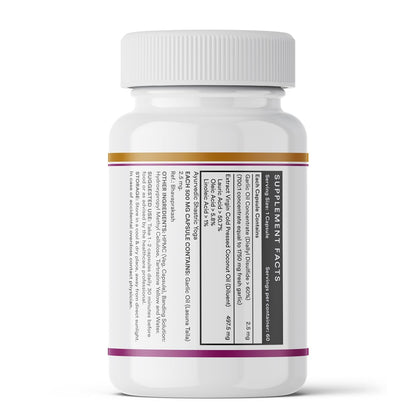INLIFE Natural Garlic Oil with Coconut Oil Filled Capsules | Extra Virgin Cold Pressed Oil | Helps Support Heart Health, Immunity & Digestion | 60 Vegetarian Capsules