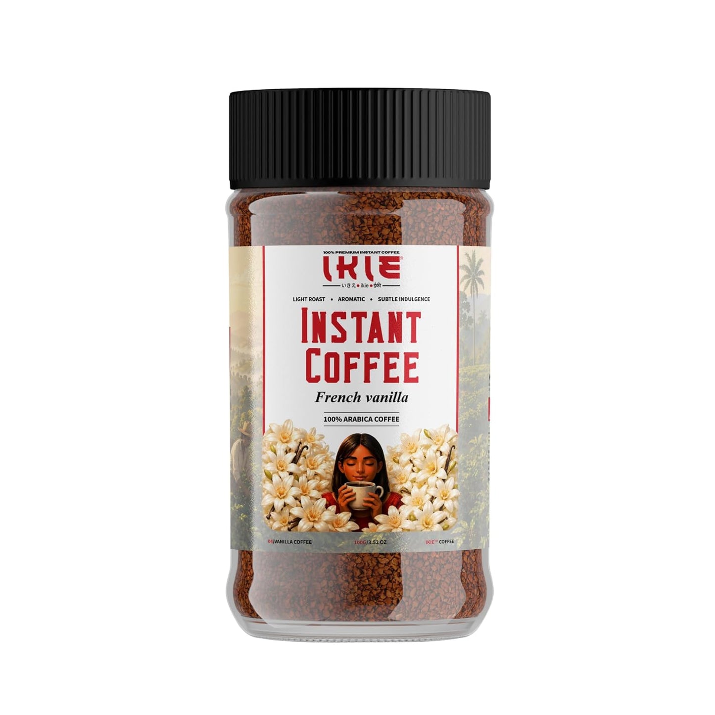 IKIE French Vanilla Instant Coffee Powder 100g | 100% Arabica | Rich Creamy Vanilla Flavour | No Chicory | 50 Cups | Cafe Style Coffee in seconds