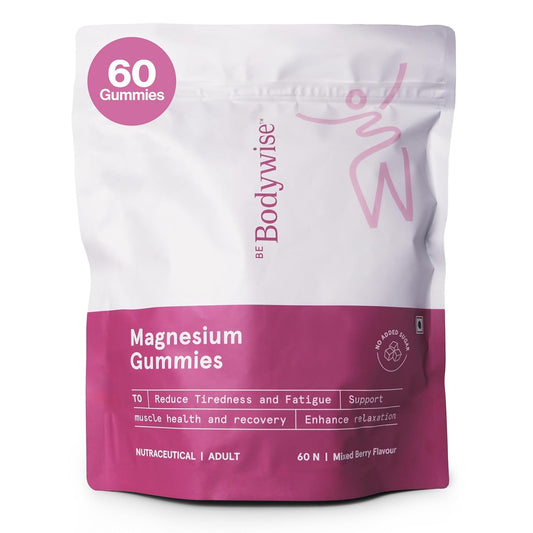 Be Bodywise 5 in 1 Magnesium Glycinate Supplement Gummies For Improved Sleep | 30 Days Pack | 360 mg Magnesium Glycinate with Malate and other Salts Complex | Higher Absorption Relieves Stress, Supports Muscle Recovery & Bone Health | Non Habit Forming