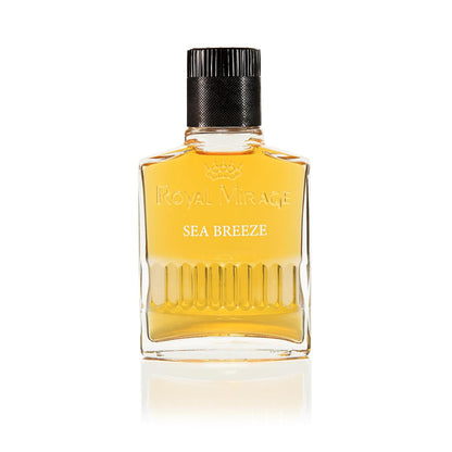 Perfume bottle labeled 'Royal Mirage Sea Breeze' on a white background
