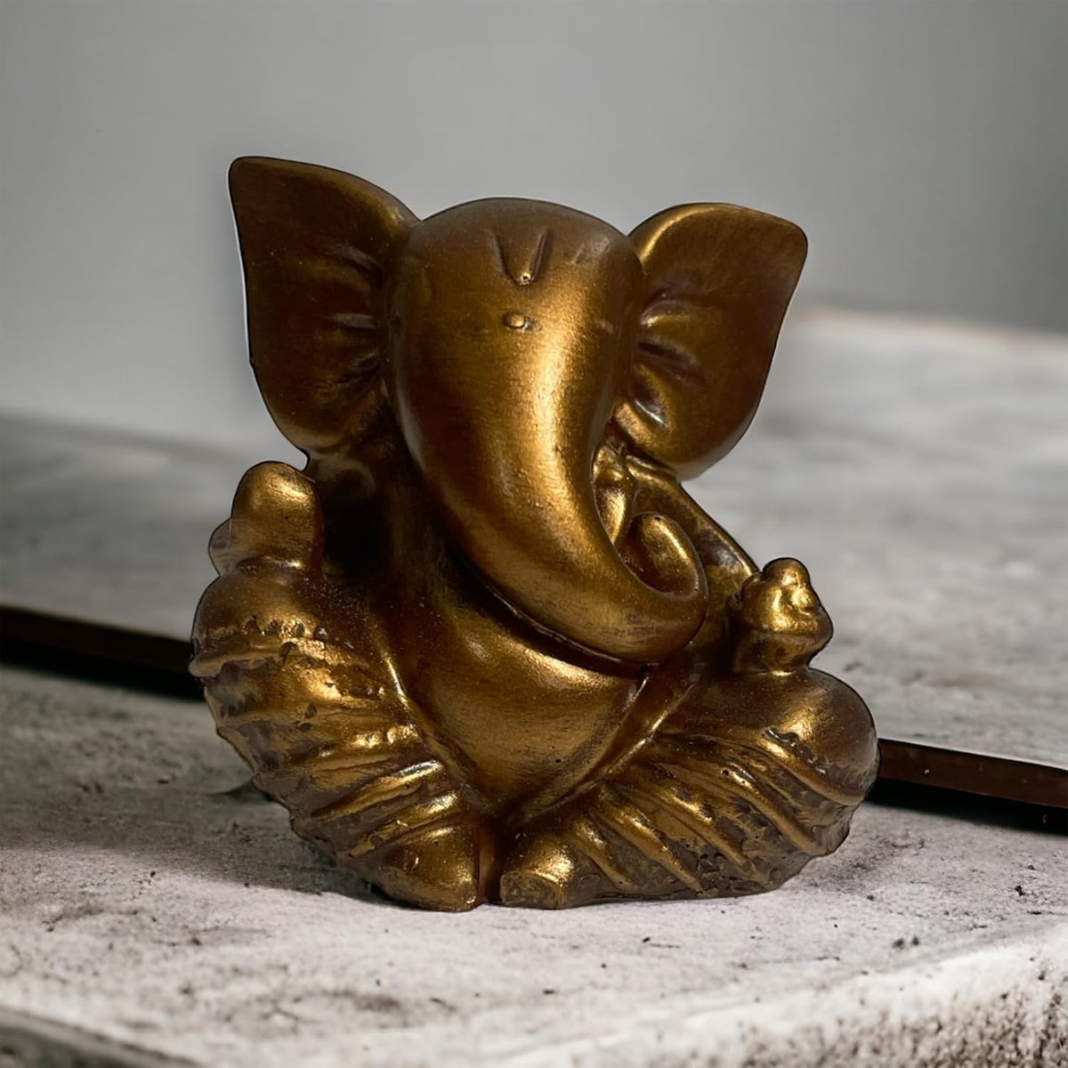 Lord Ganesha Idol for Car Dashboard | Composite Marble Ganesh | Available in White, Golden & Black | Small Sitting Ganpati Murti