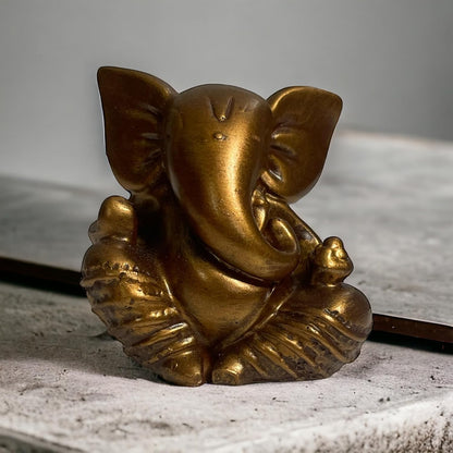 Lord Ganesha Idol for Car Dashboard | Composite Marble Ganesh | Available in White, Golden & Black | Small Sitting Ganpati Murti