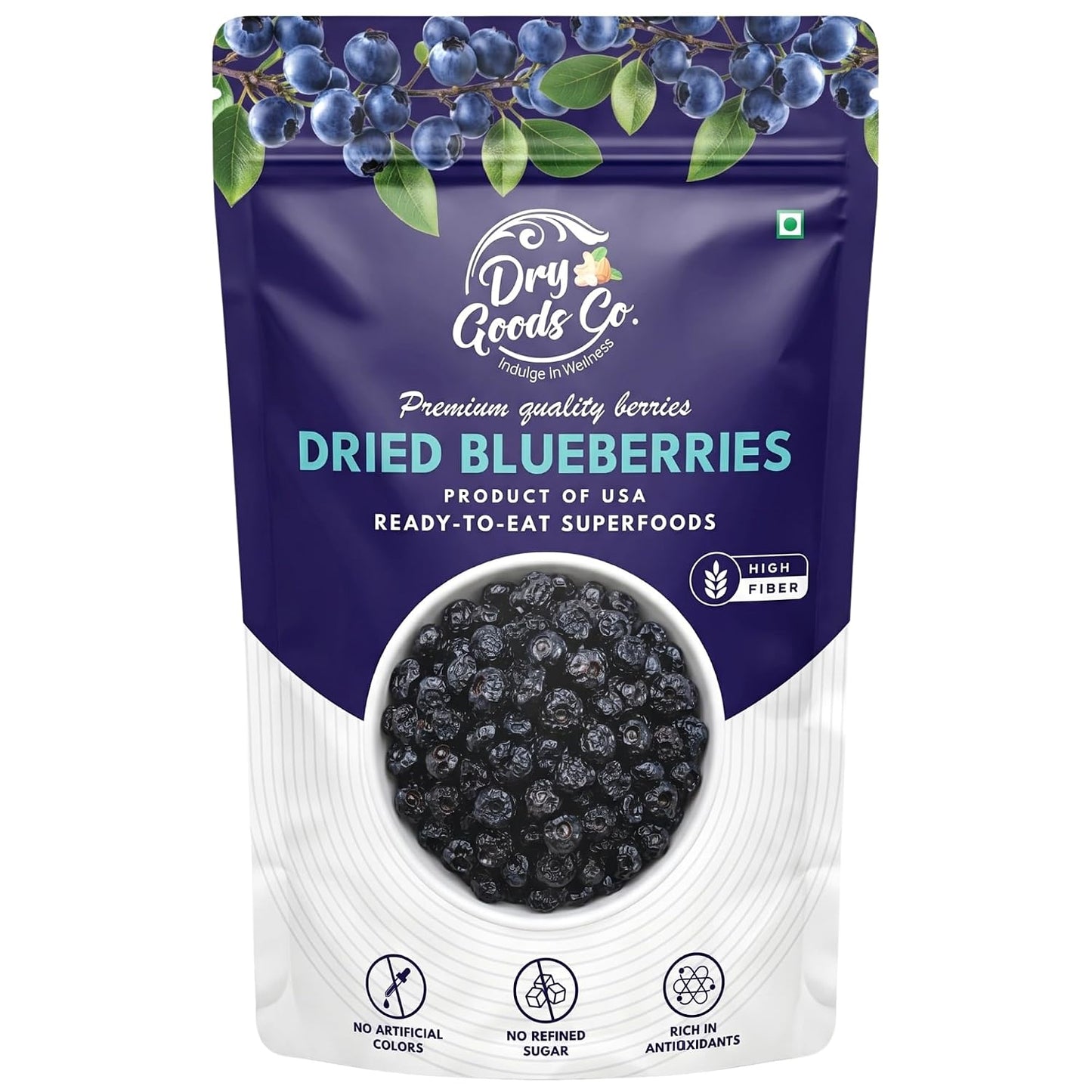 DRY GOODS CO. Dried Blueberries 200g No Added Sugar Premium Berry Snack