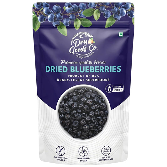 DRY GOODS CO. Dried Blueberries 200g No Added Sugar Premium Berry Snack
