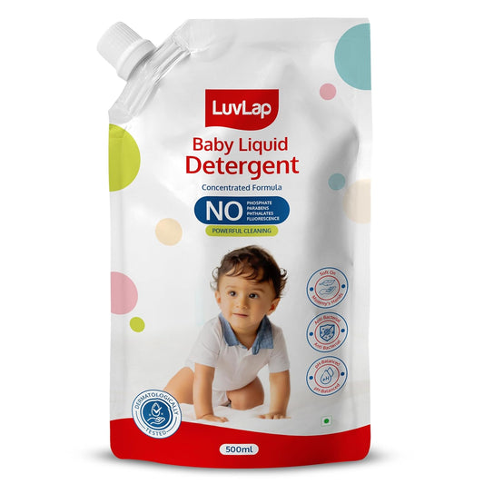 LuvLap Baby Laundry Detergent Refill pack- 500ml, pH Balanced, No harsh chemicals, Safe for mommy's hands & baby's skin, Anti-Bacterial, Softens clothes & Removes Stains, Dermatologically tested