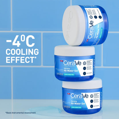 CeraVe HA Water Gel with Hyaluronic Acid, Ceramides & Niacinamide for Plumpy hydration|Oil-free gel moisturizer| 3 sec fast absorption| Dermat recommended for Women & Men| 50 ml