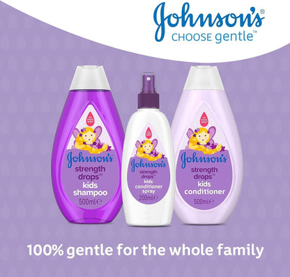 Johnson's Johnsons Baby Strength Drops Spray Conditioner for Babies Hypoallergenic No More Tears Formula Gentle Hair Conditioner Spray for Sensitive Scalp Paraben Sulfate Alcohol Soap Free Pediatrician and Dermatologist Tested 200ml
