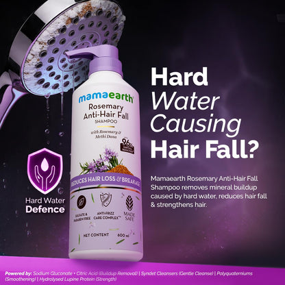 Mamaearth Rosemary Anti-Hair Fall Shampoo With Rosemary & Methi Dana For Reducing Hair Loss & Breakage,Gives Up To 94% Stronger Hair,Up To 93% Less Hair Fall |Sulphate Free Shampoo |For Unisex,600 Ml