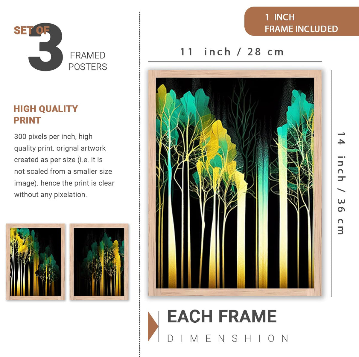 Painting for Wall Decoration - Modern Art Wall Decor Framed Painting for Living Room Bedroom - Framed Wall Posters/Paintings with Frame Set of 3 (Art 3, 10x13 inch)