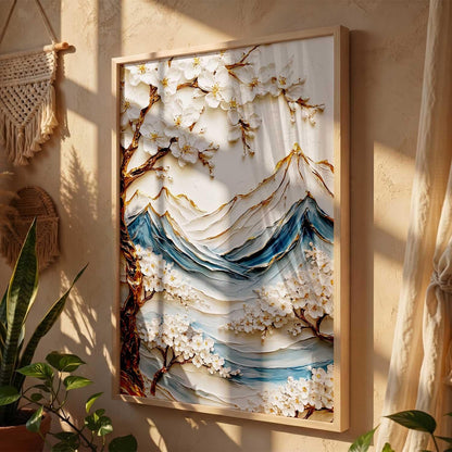 Mountain View Wall Art Home Decoration | Aesthetic Floral Paintings With Frame For Living Room Bed Room Hotel Wall Decor Digital Reprint (13x17 inch)