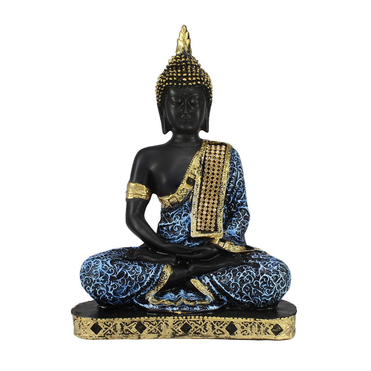 Buddha Showpiece (22cm x 16 cm x 6 cm, Blue) - Polyresin