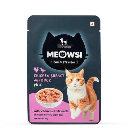 Meowsi by HUFT Chicken Breast with Duck Pate Wet Cat Food - 80 gm | Delicious, Soft & Hydrating Food for Persian & All Breeds | Enriched with Essential Nutrients for Growth & Wellness