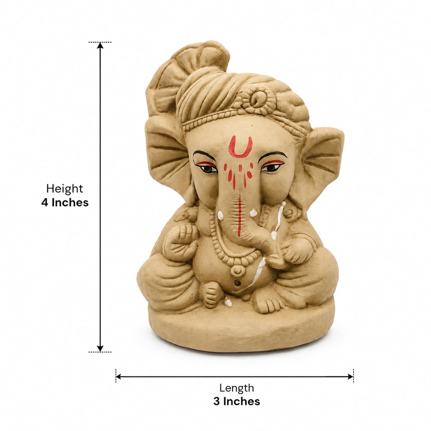 SHOPMEFAST Clay Ganesh Idol, 4 Inches Height, Water Soluble Ganpati Murti for Ganpati Visarjan (Small) (Natural Brown - Bal Ganesha)