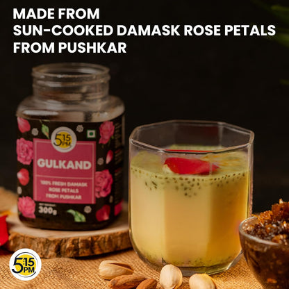 5:15PM Gulkand 300g| Premium Rose Gulkand for Paan | Sun Cooked Damask Gulkhand | 100% Natural & Pure | Fresh