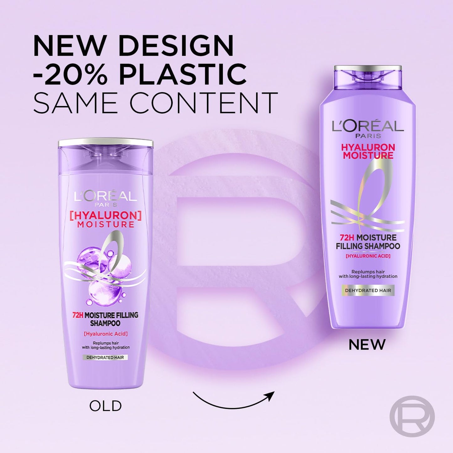 L'Oreal Paris Moisture Filling Shampoo, With Hyaluronic Acid, For Dry & Dehydrated Hair, Adds Shine & Bounce, Hyaluron Moisture 72H, 200ML.
