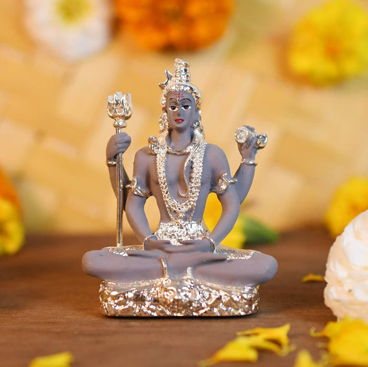 Ceramic Military Electroplating Shiva Idol, 3.4 Inches, Multicolour