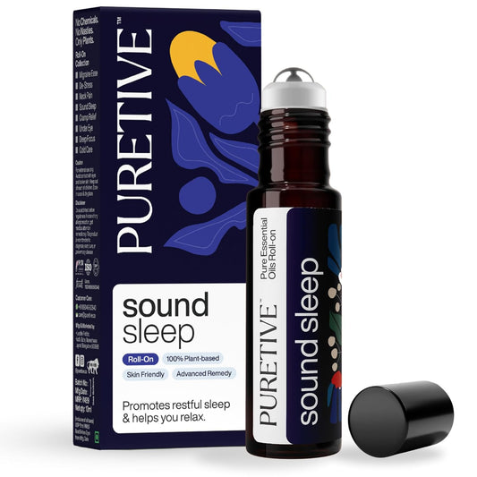PURETIVE sound sleep roll-on bottle and packaging on a white background