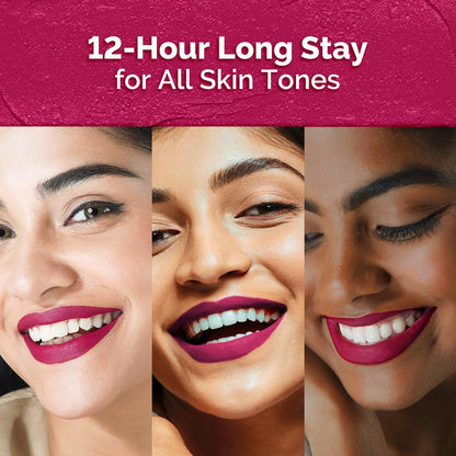 Mamaearth Moisture Matte Longstay Mini Lipstick with Avocado Oil & Vitamin E for 12 Hour Long Stay- 12 Berrylicious Magenta- 0.7 g