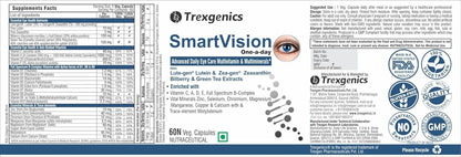 Trexgenics SmartVision supplement label with text and logos