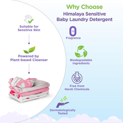 Himalaya Sensitive Baby Laundry Detergent 1 L Pouch| Fragrance-Free, For Sensitive Skin